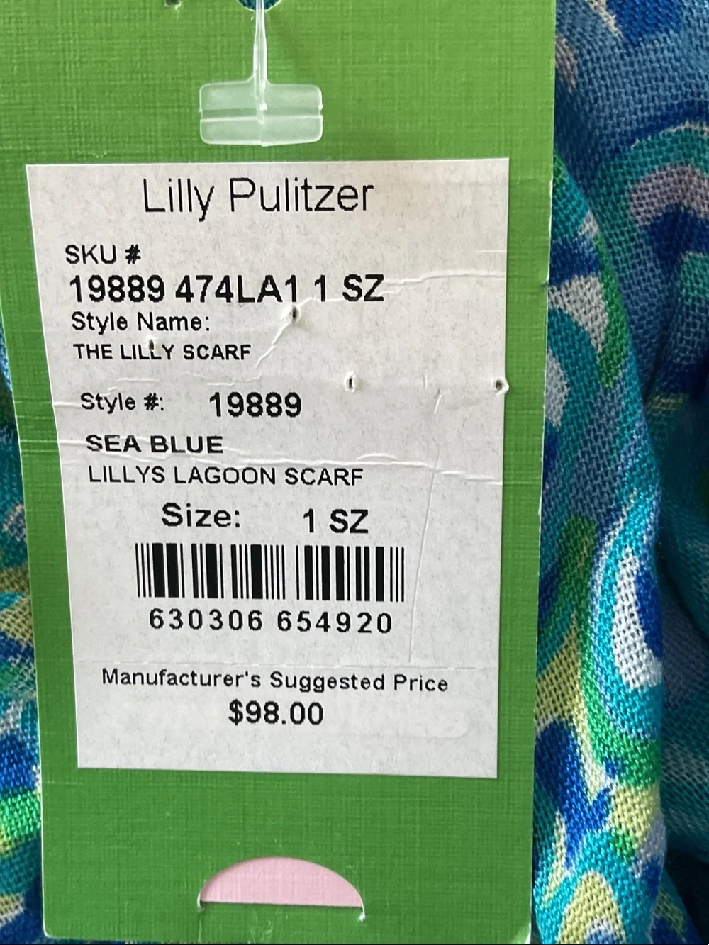 Lilly Pulitzer Blue and Green Swirl Decorative Scarf/Drape
